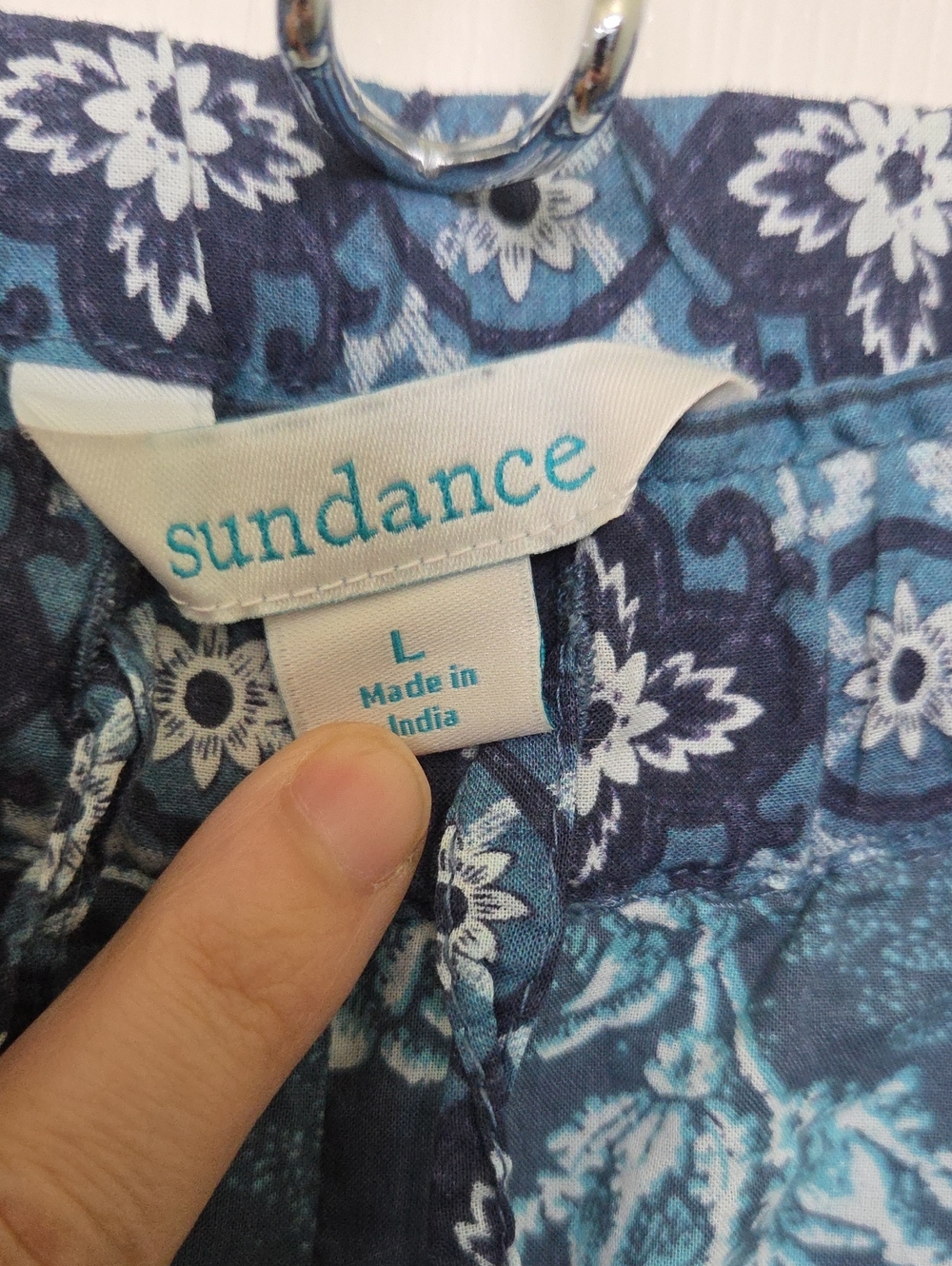 Sundance 100% Cotton Blue Floral Print Crop Pants Summer Vacay Resortwear Boho L - Picture 3 of 8